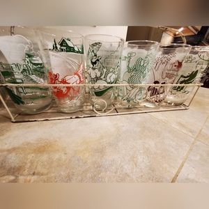 Vintage music glasses with glass holder